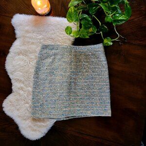 Ann Taylor Gold and Blue Boucle Skirt Size 6